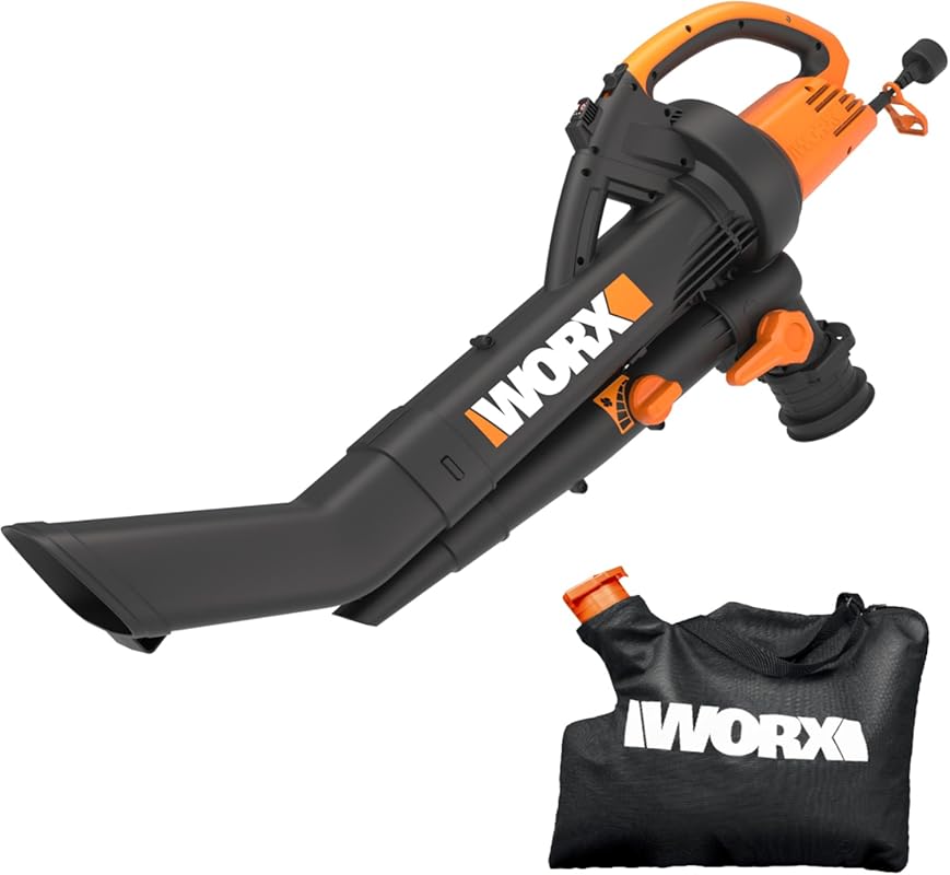 WORX Trivac 3-in-1 Electric Leaf Blower Vacuum with 350 CFM and Metal 