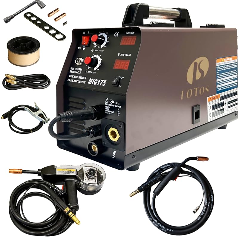 LOTOS MIG175 175Amp MIG Welder, Aluminum Spool Gun, Auto Synergistic C