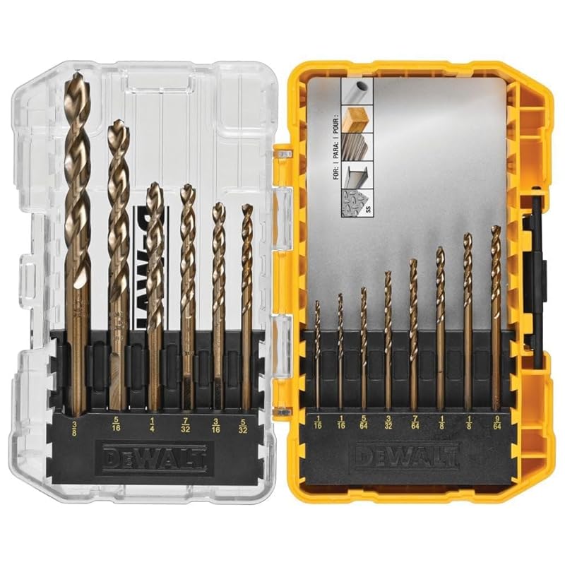 DEWALT Cobalt Alloy Steel Drill Bit Set with Pilot Point, 14-Piece