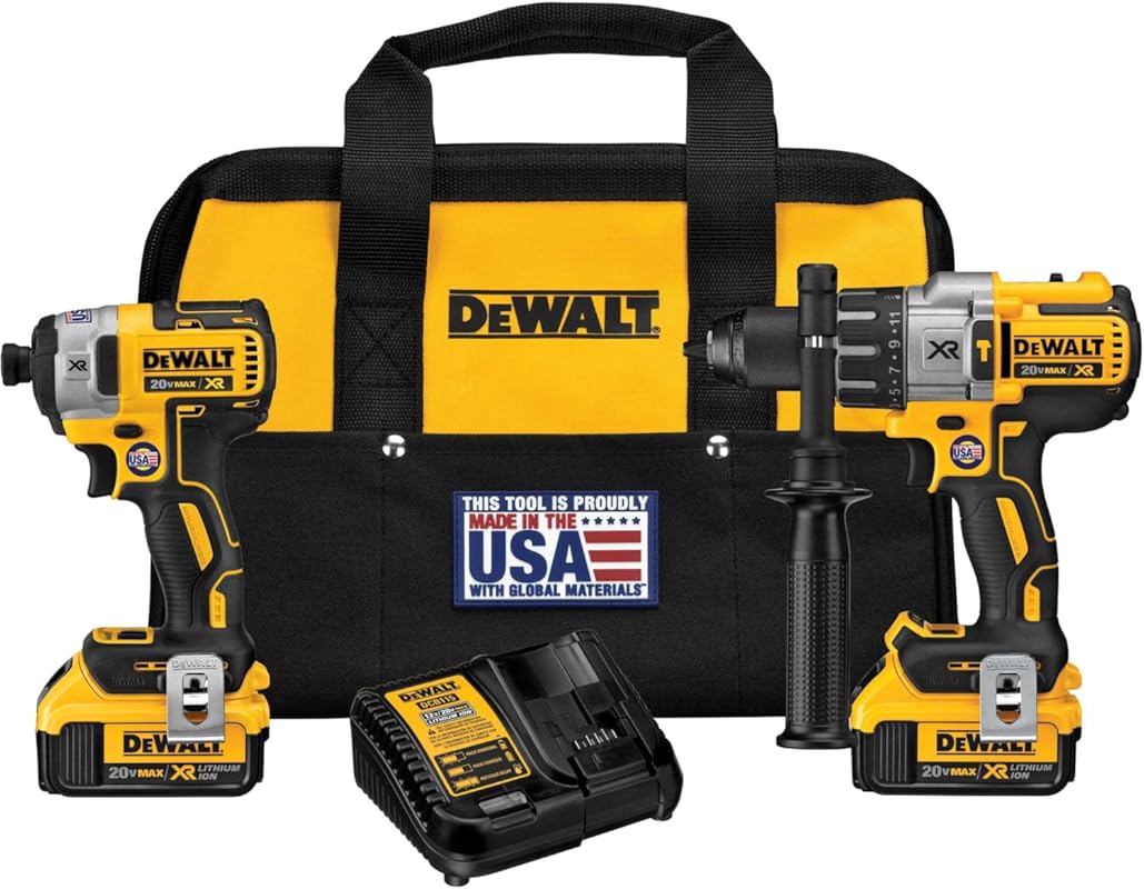 DEWALT 20V MAX XR hammer drill and impact driver combo kit with 2 batt
