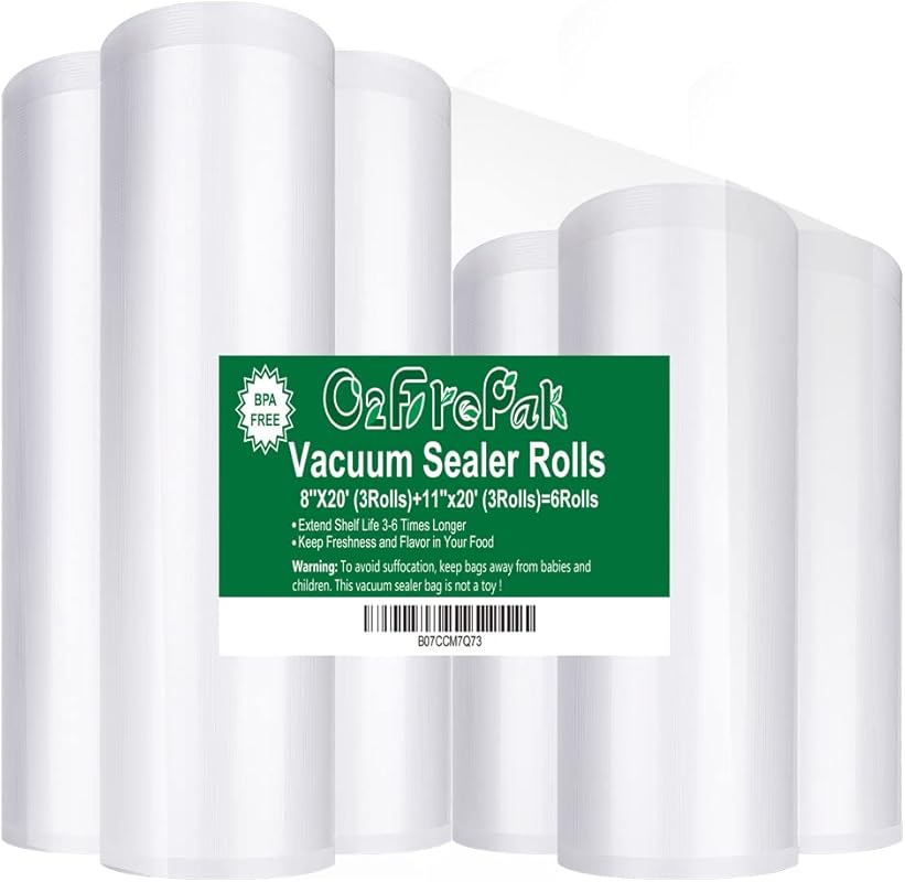 O2frepak 6Pack Vacuum Sealer Bags Rolls: BPA Free Heavy Duty, Cut to S