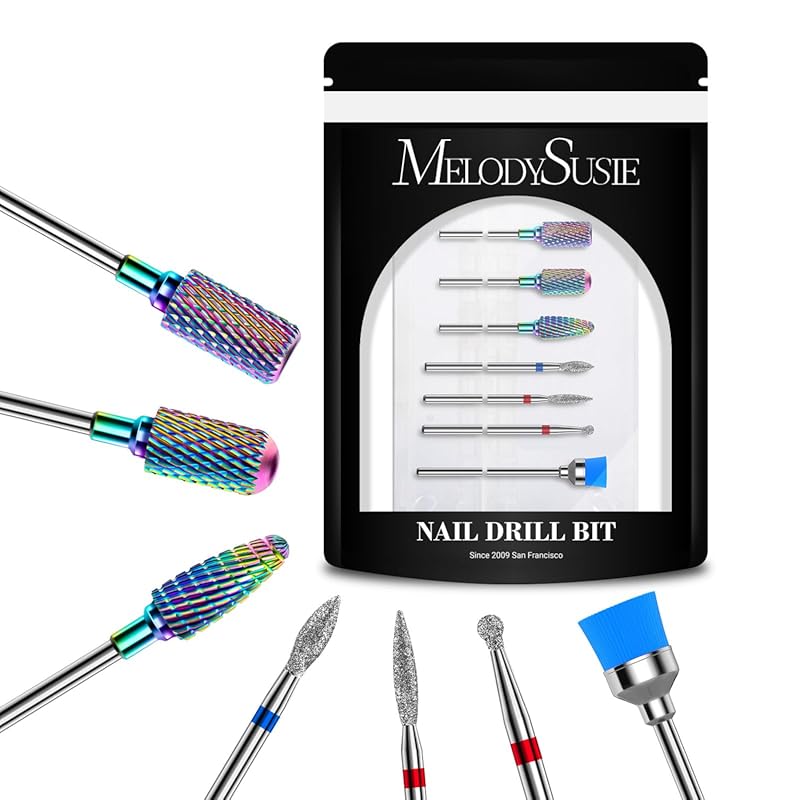 MelodySusie 7-Piece Tungsten Carbide Nail Drill Bit Set for Acrylic an