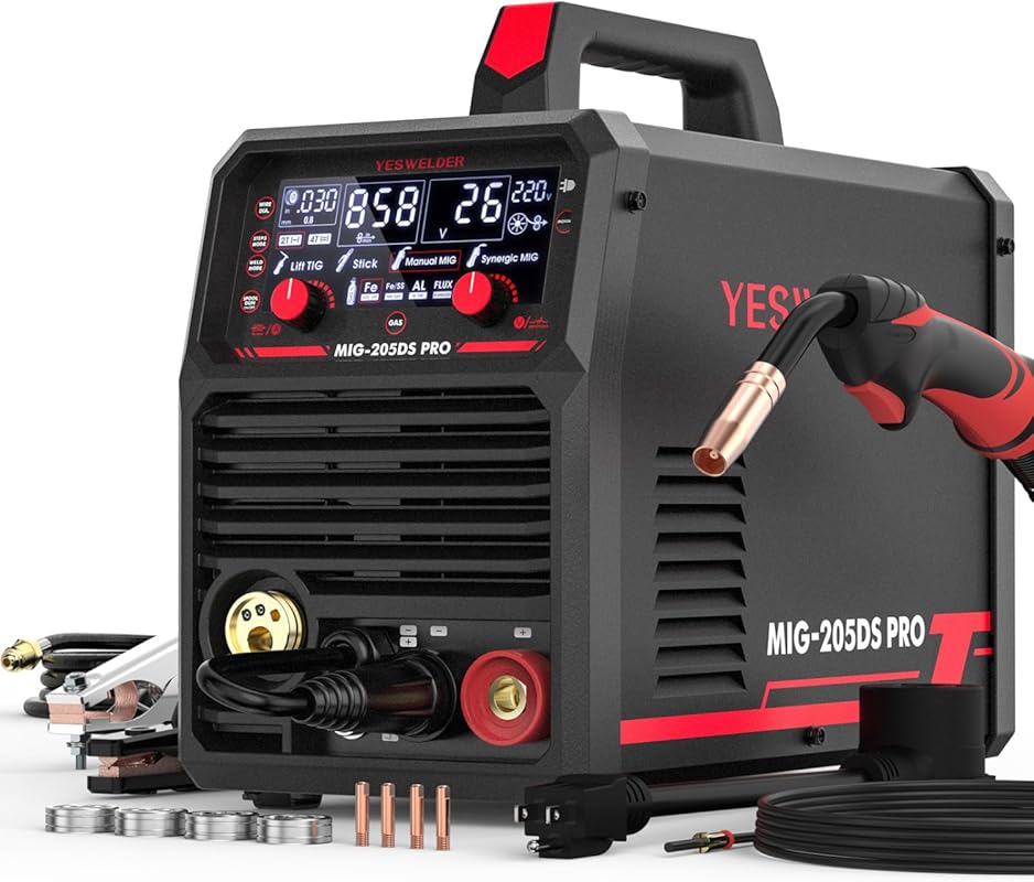 YESWELDER MIG-205DS PRO 200Amp Dual Voltage MIG Welder, 5-in-1 Multipr