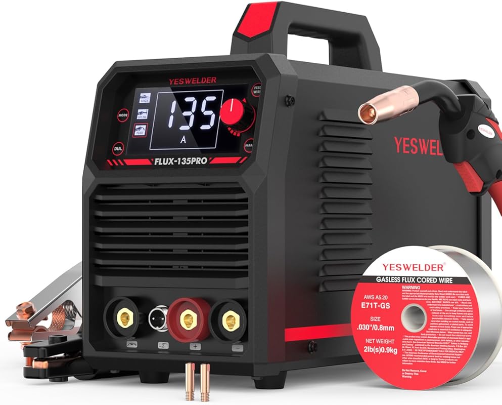 YESWELDER 135Amp FLUX-135PRO MIG Welder, 3-in-1 Flux Core/MIG/Lift TIG