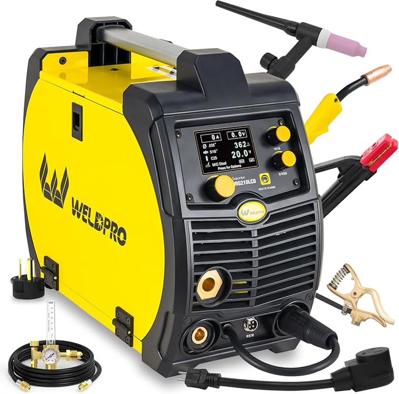 Weldpro 200A 5-in-1 Gasless MIG/MMA/TIG/Stick Welder with Spot Timer a