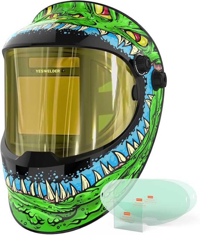 YESWELDER Flip-Up Auto-Darkening Helmet with 180° Panoramic View and T