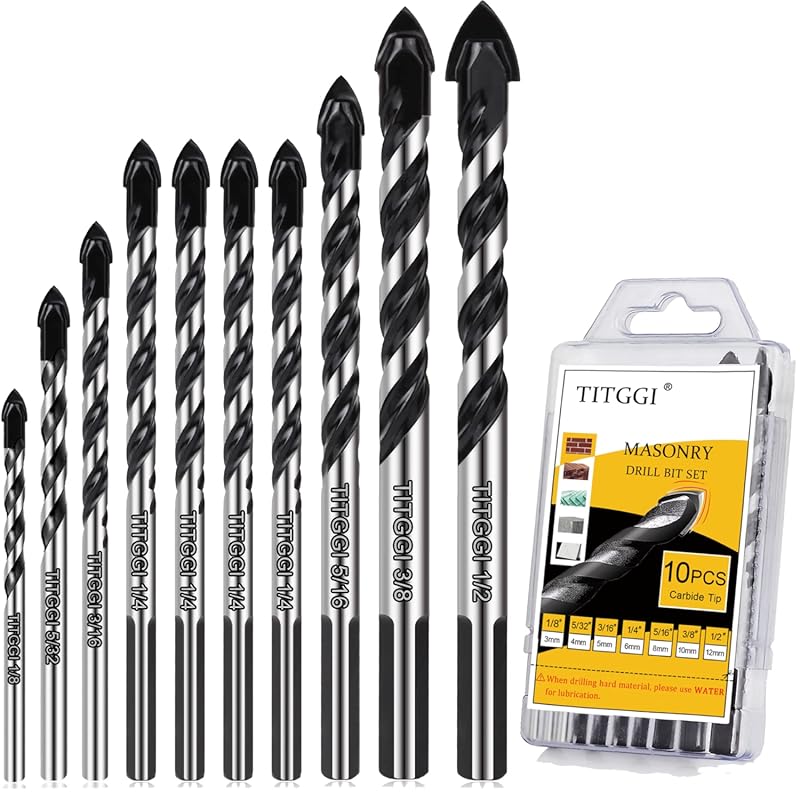 Professional Masonry Drill Bit Set for Glass, Brick, Plastic, Cement, 