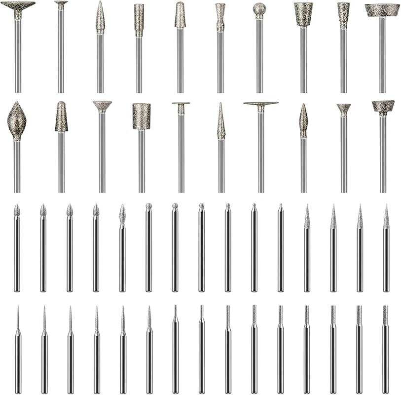 50 piece diamond burr set for carving engraving grinding stone rocks j