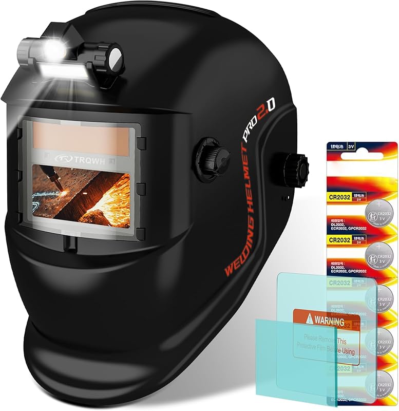 TRQWH True Color Auto Darkening Welding Helmet, Solar Powered, Wide Sh