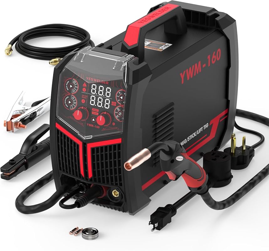 YESWELDER 160Amp 4-in-1 Multiprocess MIG Welder, Gas/Gasless Flux Core