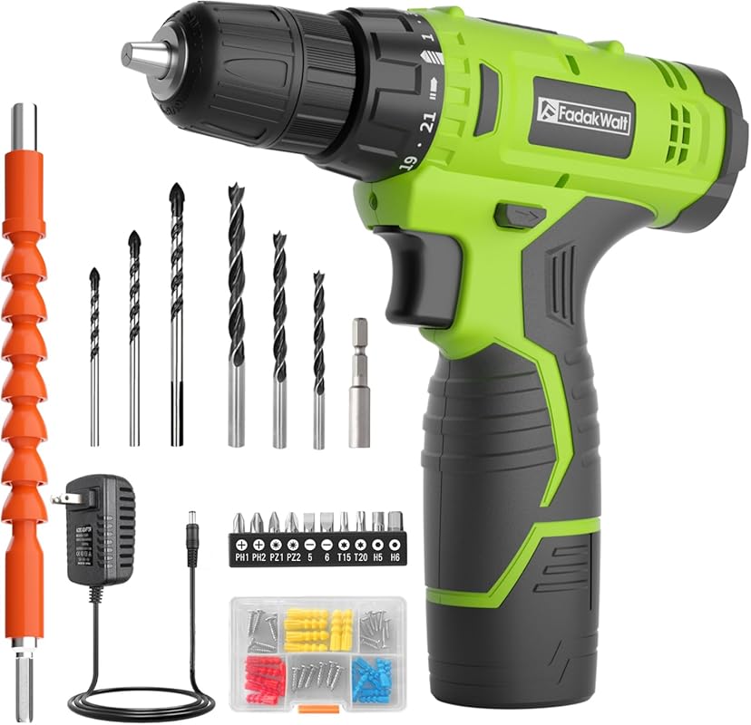 FADAKWALT Cordless Drill Set,12V Power Drill Set with Battery and Char