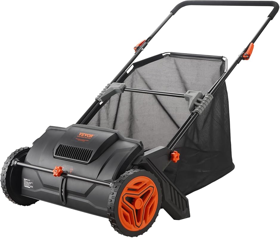 VEVOR 21-Inch Push Lawn Sweeper with Mesh Collection Bag and 2 Spinnin