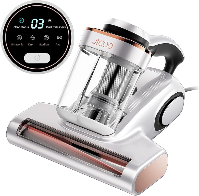 JIGOO Bed Vacuum: Dust Sensor, UV, Ultrasonic, High Heating, 13kPa Suc