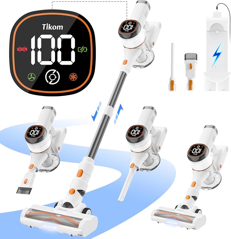 Tikom V500 cordless stick vacuum for wood floors with LED screen and w