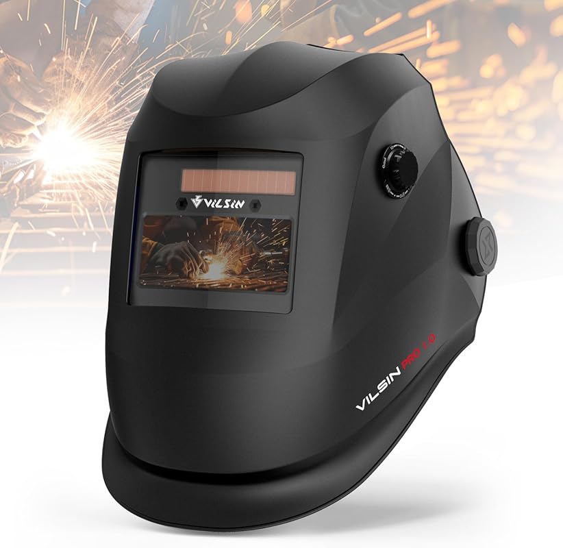VILSIN Solar Powered Auto Darkening Welding Helmet, Wide Shade 3/4-8/9