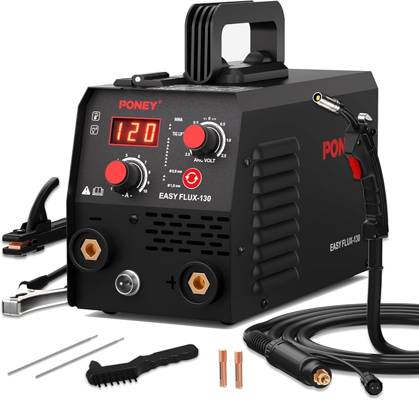 PONEY 120A Flux Core MIG Welder – Gasless, Synergic Control, and Multi