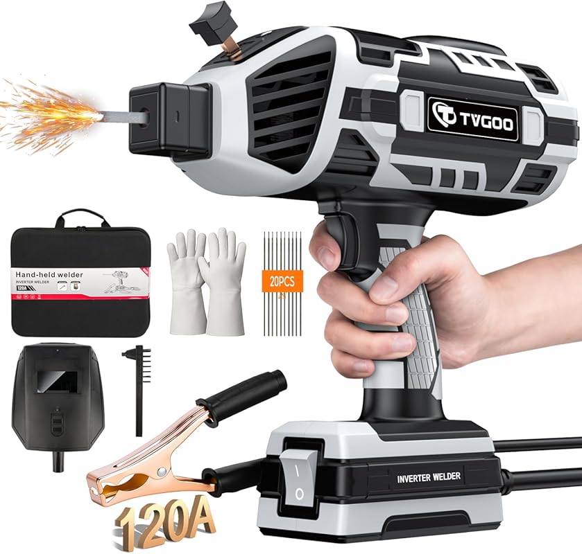 110V Handheld Welder with IGBT Inverter, Hot Start, and Anti-Stick for