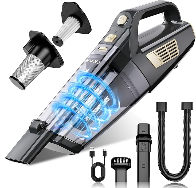 15000PA handheld cordless vacuum with multi-nozzles, washable filter, 
