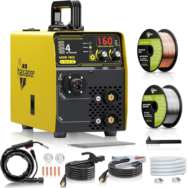 160A 4-in-1 Multi-Process MIG Welder with Gas MIG, Gasless Flux Core, 