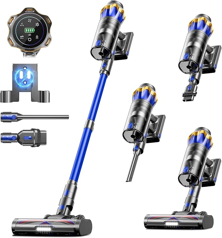 Cordless stick vacuum with 70-minute runtime self-standing touch scree