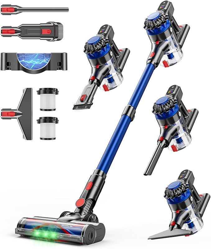 500W 40Kpa Cordless Stick Vacuum: 60-Minute Runtime, LED Display, Anti
