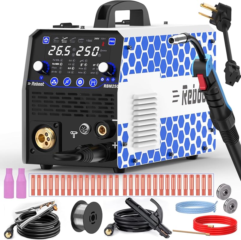 Reboot RBM2500 PRO 250Amp 8-in-1 multiprocess welder with dual aluminu