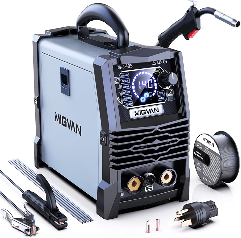 140A Gasless MIG Welder – 3-in-1 Flux Core/Lift TIG/Stick Welder, 110/