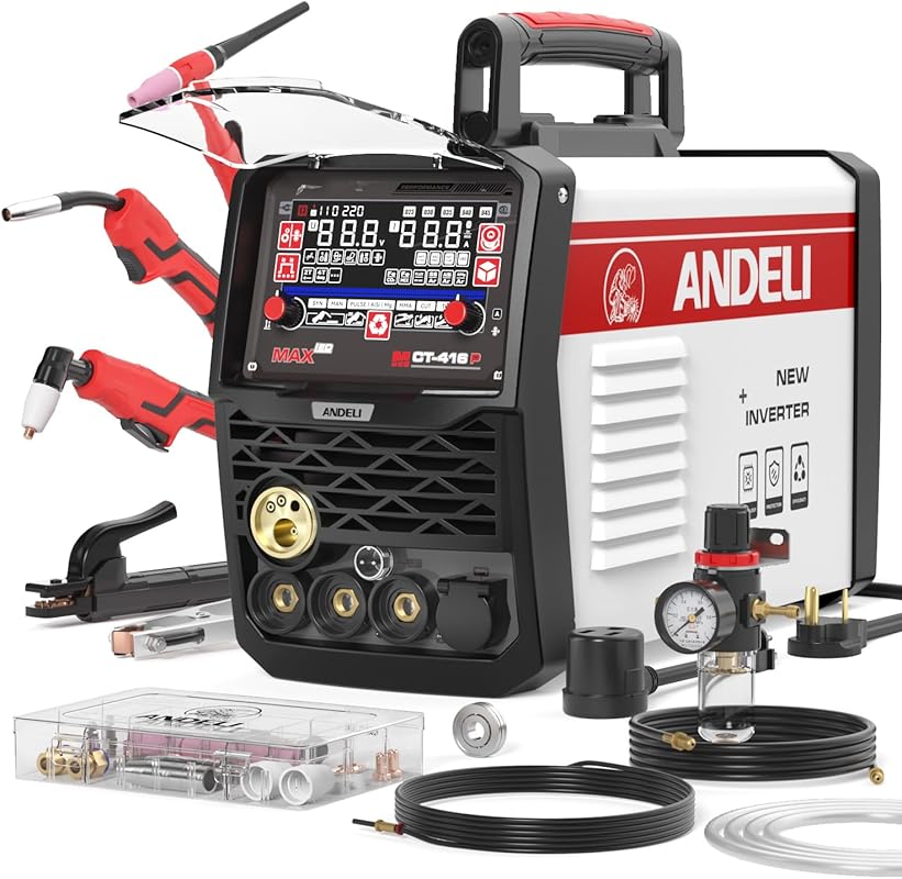 ANDELI 6-in-1 Pulse MIG/TIG/Stick Welder and Plasma Cutter for Aluminu
