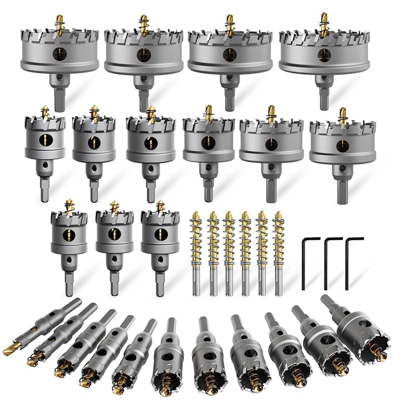 33PCS Hole Saw kit for Metal,TCT Carbide Tipped Hole Saw Drill Bit Se