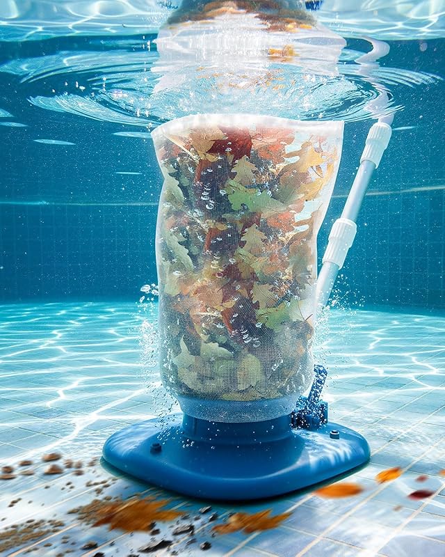 Rechargeable 83GPM Pool Leaf Vacuum with Telescopic Pole and 6.6Gal Ba