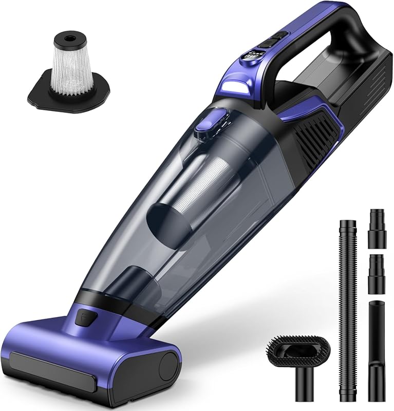 Pet Hair Handheld Cordless Vacuum: 20000PA, Motorized Brush, LED Light