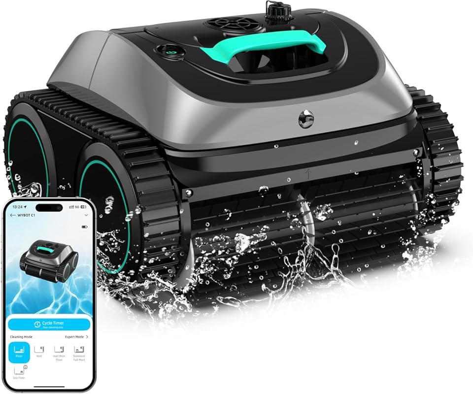 WYBOT C1 Cordless Robotic Pool Vacuum for Inground Pools, 4-in-1, 150m