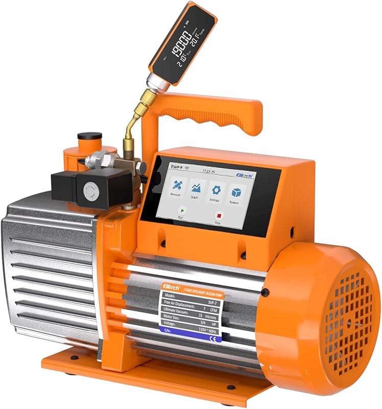 Elitech SVP-12 Pro 12 CFM 1 HP Dual-Stage HVAC Vacuum Pump: Touchscree