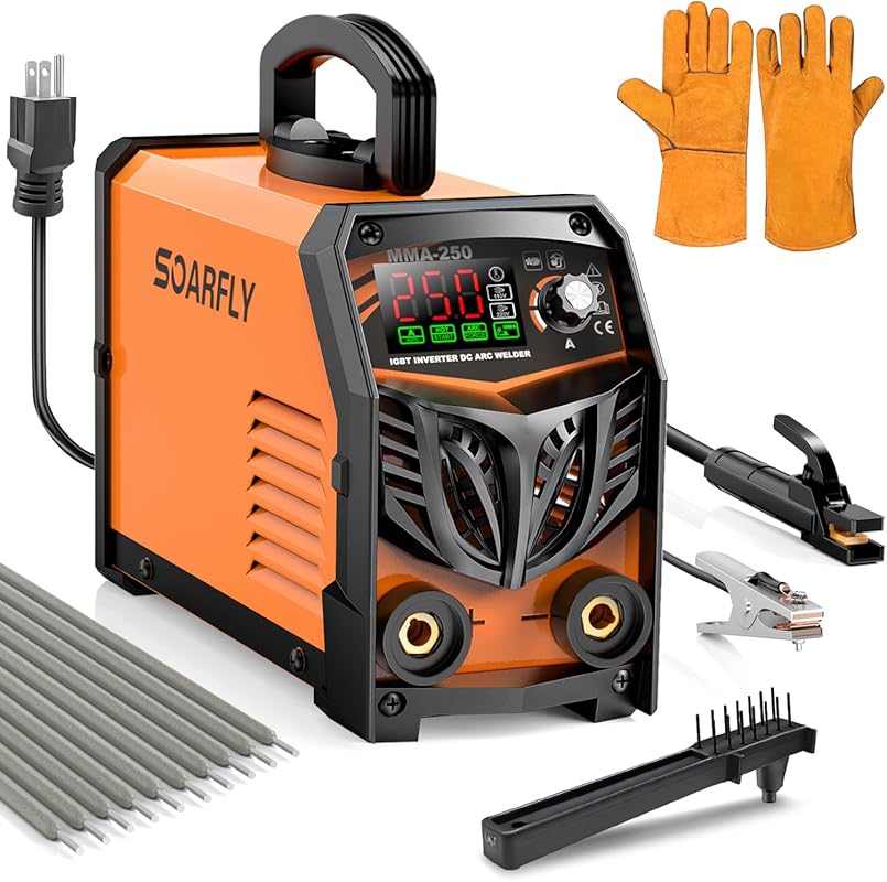 250Amp Stick Welder with Large LED Display, Dual Voltage, IGBT Inverte