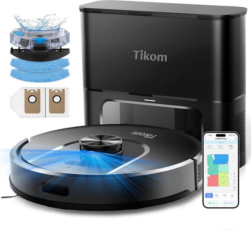 Tikom L8000 Plus Robot Vacuum and Mop: 6000Pa Suction, Self-Emptying, 