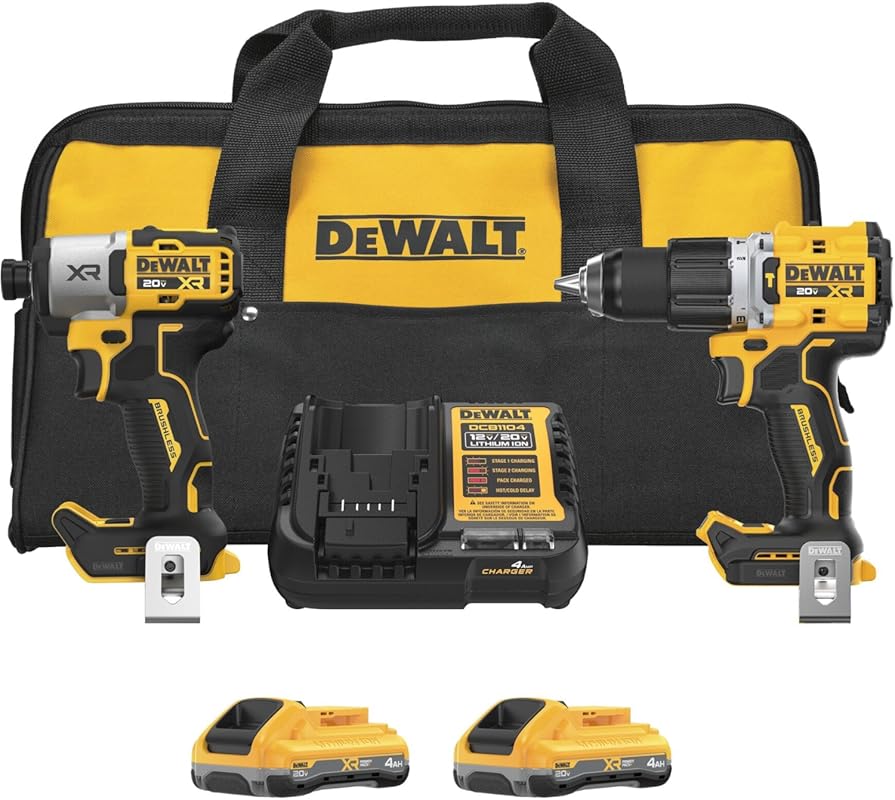 DEWALT 20V MAX XR impact driver and hammer drill combo with 2x 4Ah bat