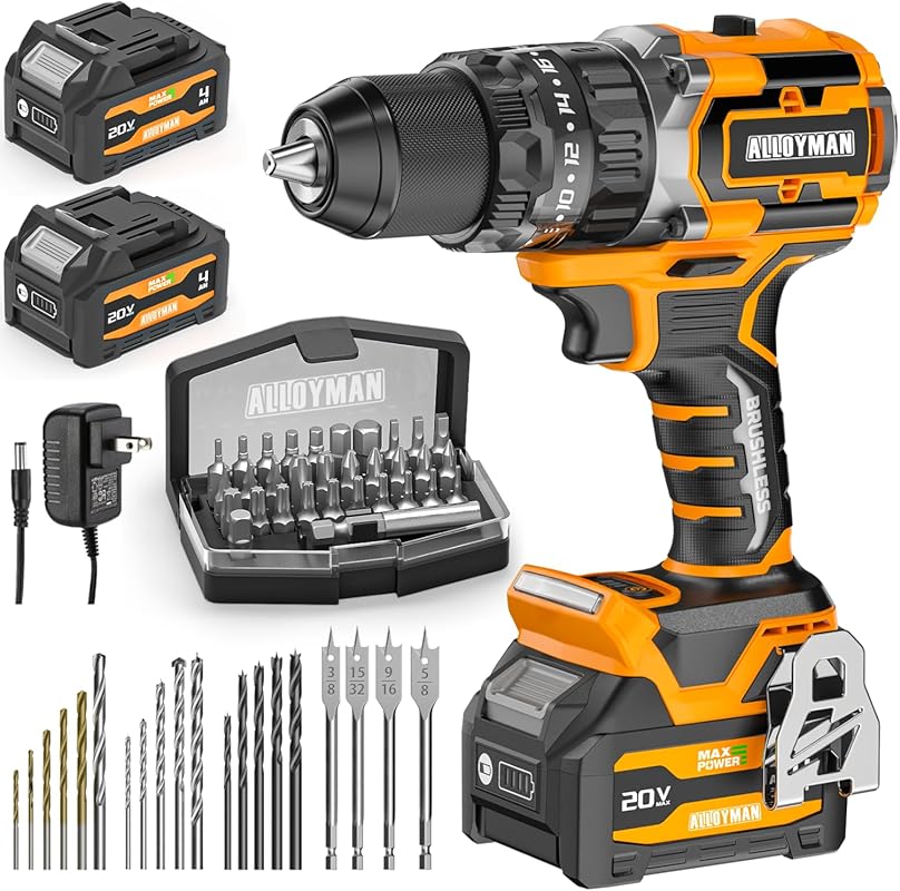 Alloyman 20V MAX cordless hammer drill with 620 in-lbs torque and 20+3