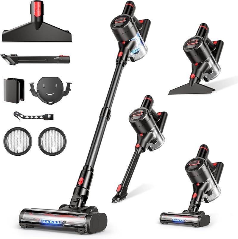 Cordless stick vacuum for hard floors with powerful suction and 50-min