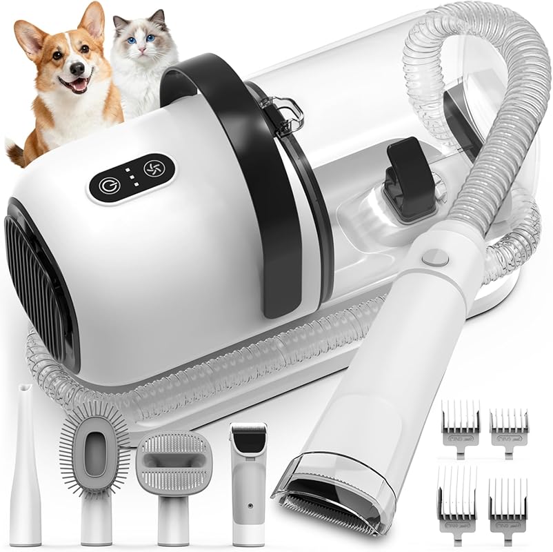All-in-One Dog Grooming Vacuum: 12,000Pa Low Noise Suction with Hair C