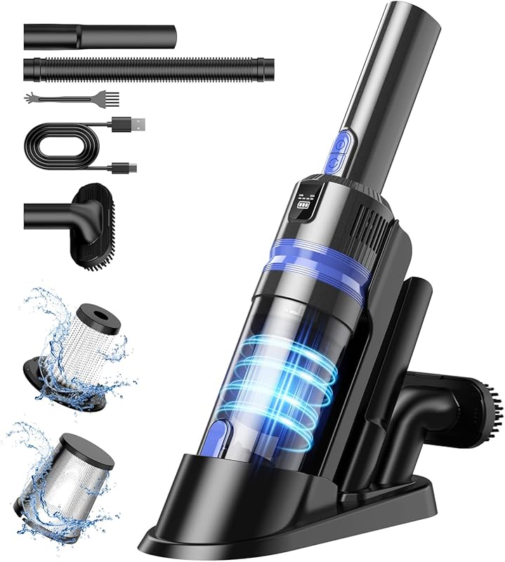 Handheld cordless vacuum with 2-speed modes, 3-in-1 functionality, cha