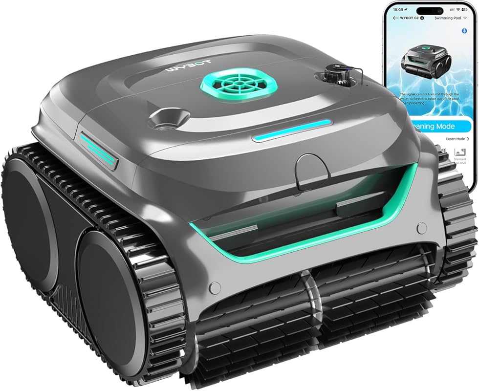 WYBOT C2 Cordless Robotic Pool Cleaner: Dual Filtration, Wall & Waterl
