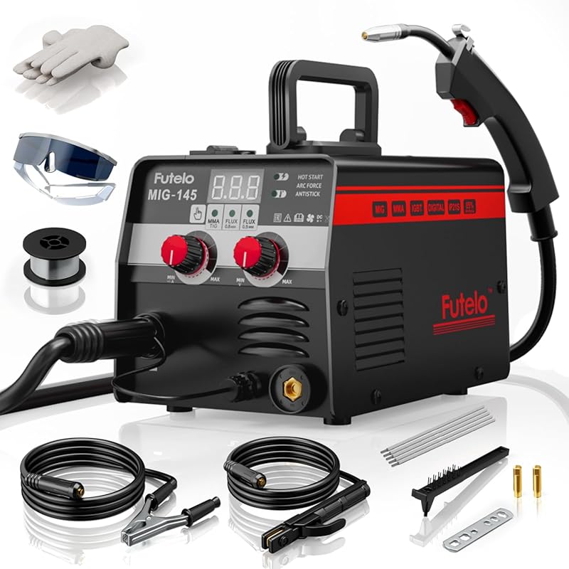 145A MIG Welder, 3 in 1 Flux Core/Lift TIG/Stick Welding Machine 110V