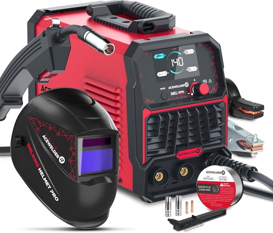 140A MIG Welder, 3 in 1 Flux Core, MIG/LIFT TIG/Stick Welding Machine 