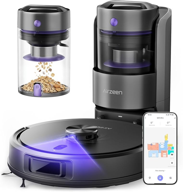 Robot vacuum and mop with 6000Pa suction, self-emptying, LiDAR navigat