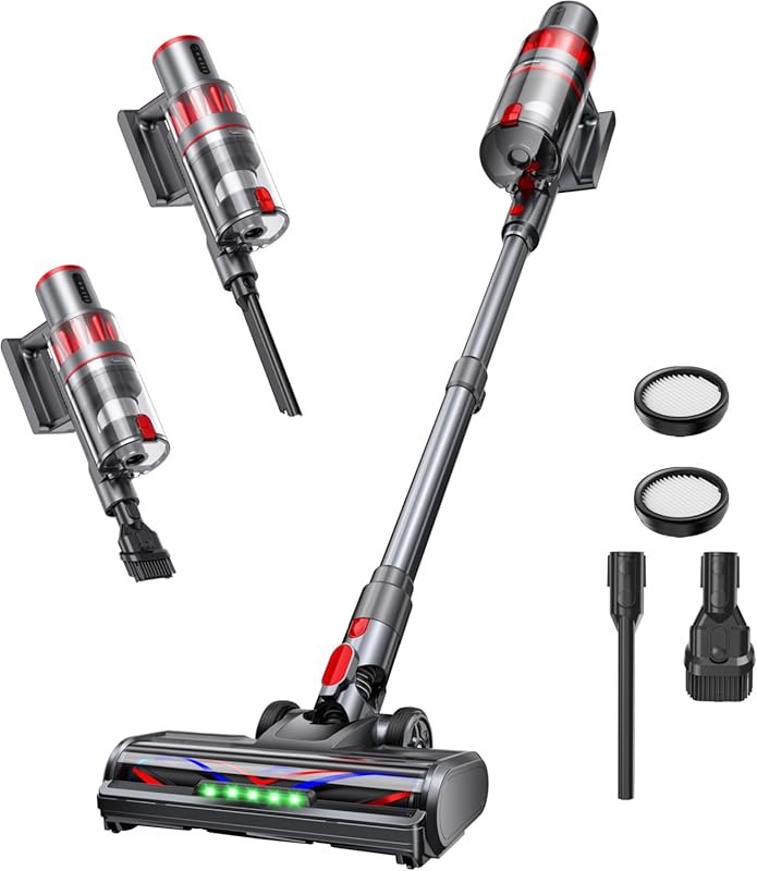 600W/50KPA Cordless Stick Vacuum, 60 Min Runtime, Rechargeable, Lightw