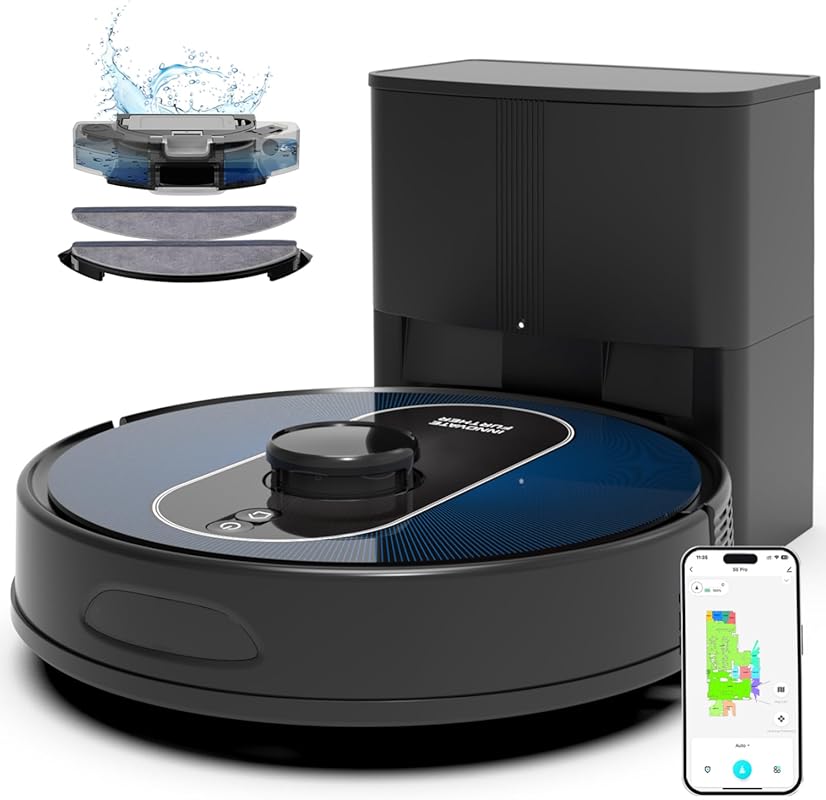Robot Vacuum and Mop Self-Emptying: 6000Pa LiDAR Navigation, 90-Day Cl