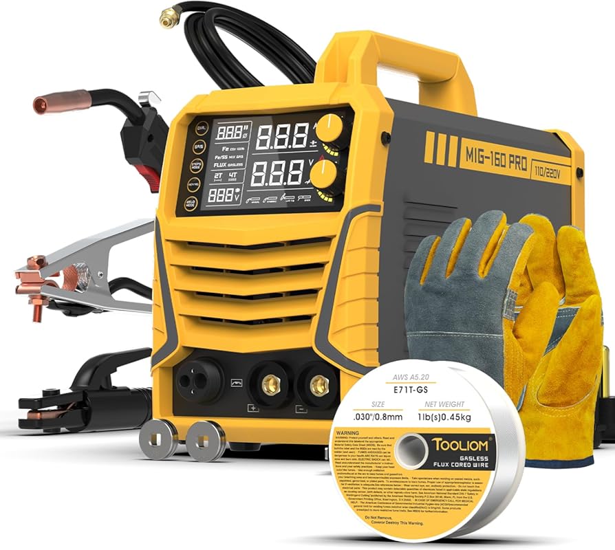 TOOLIOM 160A 4-in-1 MIG Welder with Gas MIG, Flux Core MIG, Stick (MMA