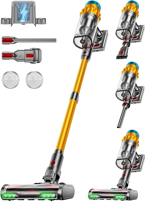 Cordless Vacuum Cleaner for Hardwood Floors Pet Hair with Anti-Tangle
