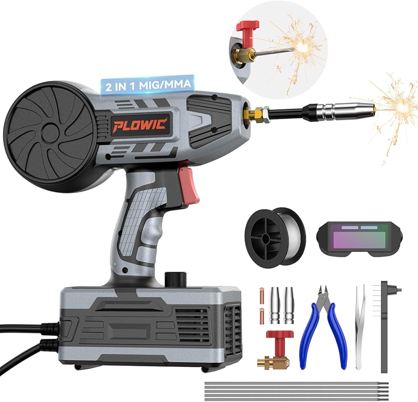 PLOWIC 250A Handheld MIG and Stick Welder for DIY, Home, and Farm Use
