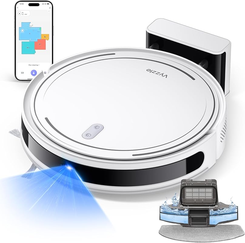 Vyzzle Robot Vacuum and Mop: 5000Pa Suction, 150 Min Runtime, App/Alex